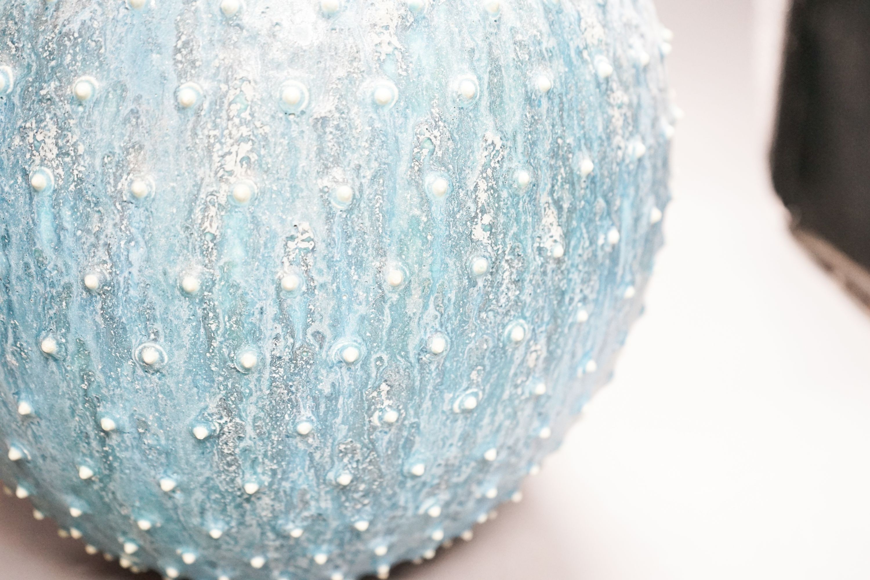 Peter Beard (b.1951) a large turquoise glazed stoneware 'urchin' globe jar and cover, 35cm